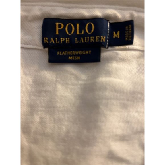 POLO RALPH LAUREN Size M Featherweight Mesh Mens White Long Sleeve Shirt - Picture 4 of 7